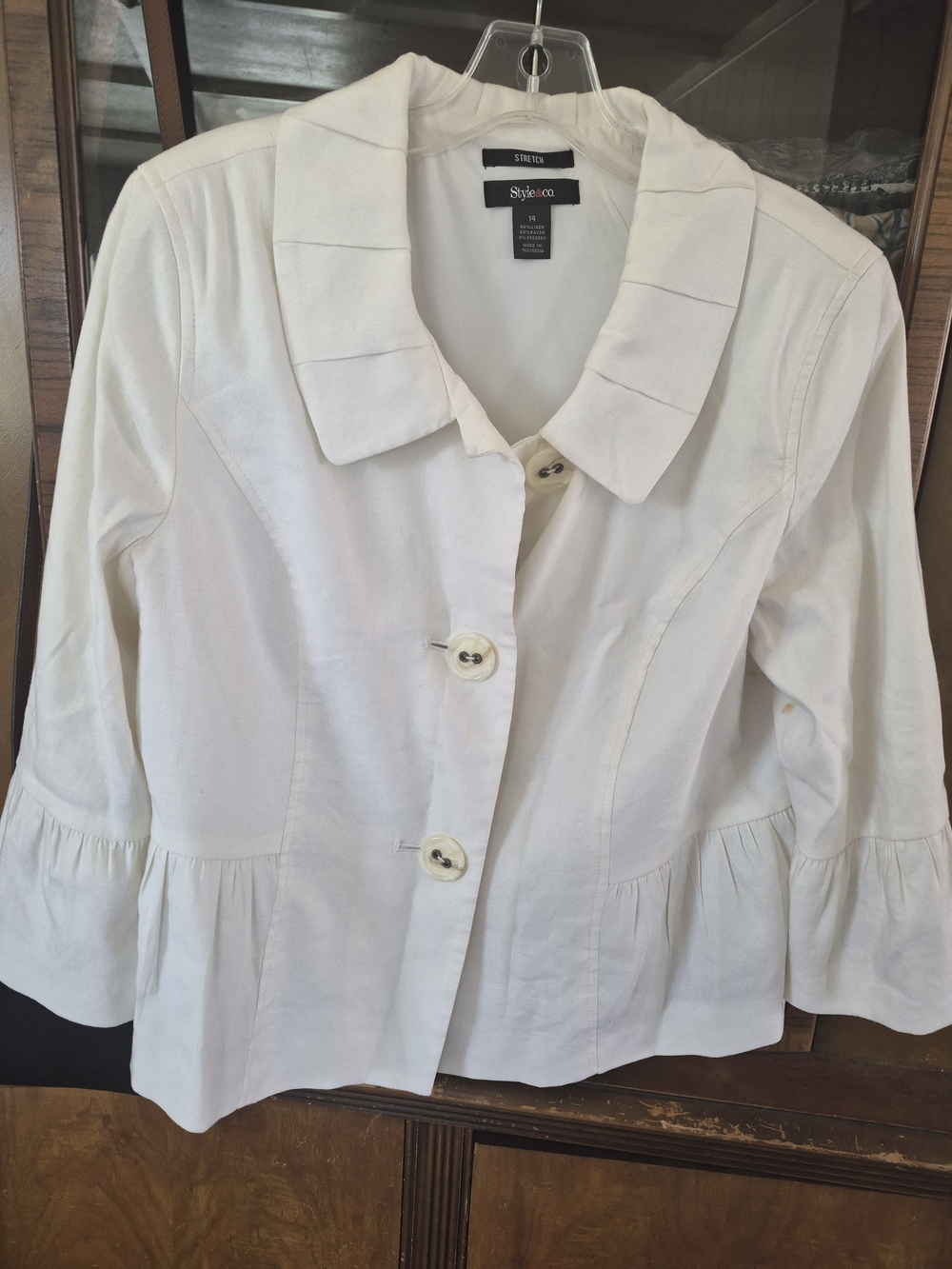Style & Co. Cream Button-Front Women's Jacket 14